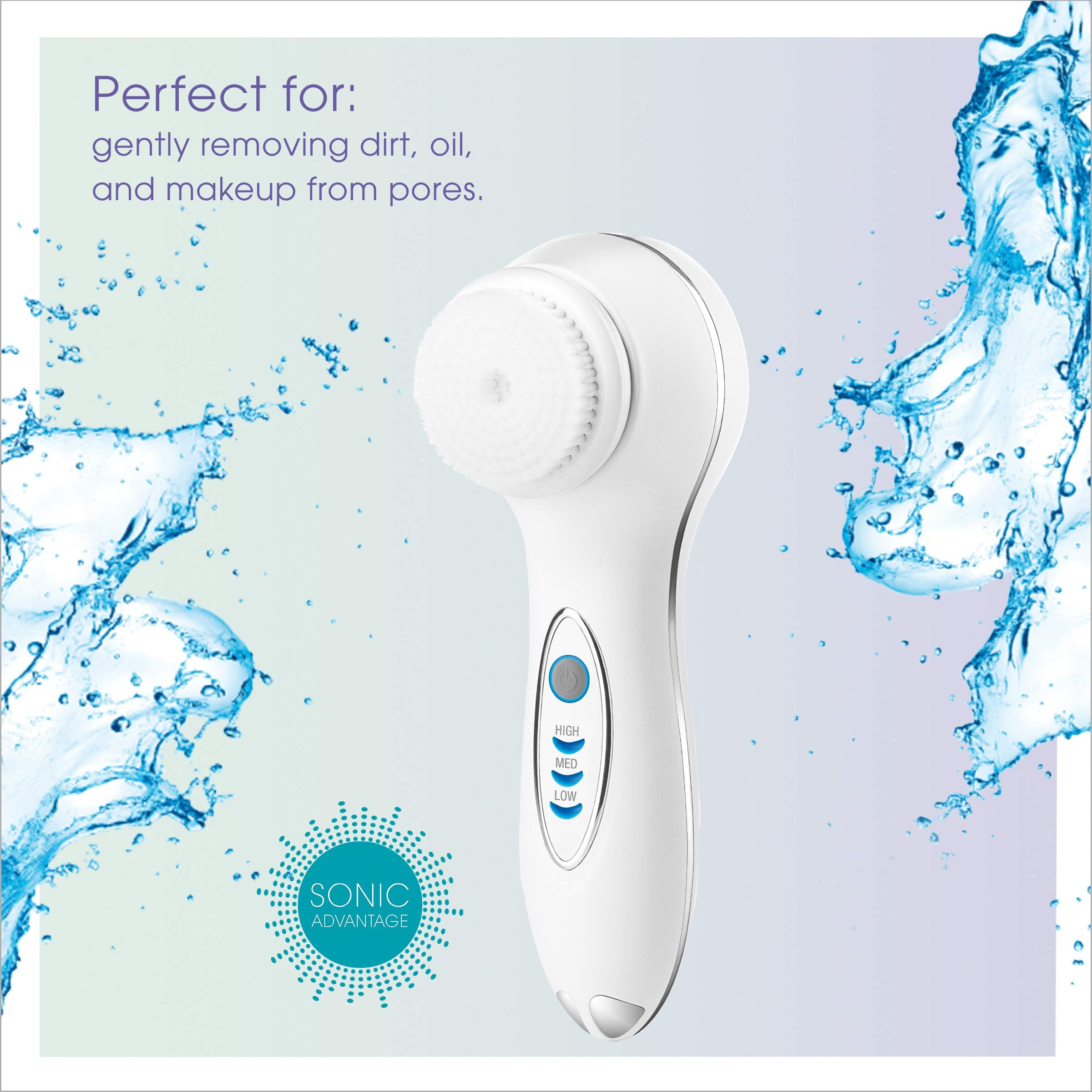 True Glow by Conair Sonic Facial Brush - Waterproof + Rechargeable